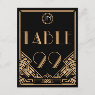 Black Gold Art Deco Gatsby Style Table Number 22 Briefkaart