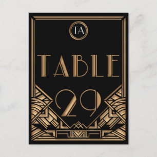 Black Gold Art Deco Gatsby Style Table Number 29 Briefkaart