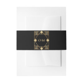 Black & Gold Art Deco Geometric Wedding Uitnodigingen Wikkel
