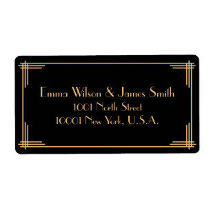 Black Gold Art Deco - Grote Gatsby-verzendlabels Etiket