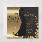 Black & Gold Art Déco Invitation 50e anniversaire (Dos)
