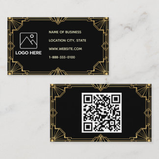 Black Gold Art Deco QR-code visitekaartje