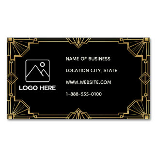 Black Gold Art Deco QR-code visitekaartje Magnetisch Visitekaartje