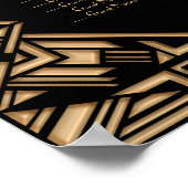 Black Gold Art Deco Style Wedding Seating Chart Poster (Hoek)