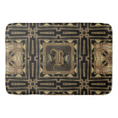 Black Gold ArtDeco Geometric Pattern Monogram Mat (Voorkant)