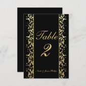 Black & Gold Babys Breath Mariage Cartes de table (Devant / Derrière)