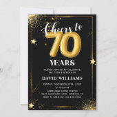 Black Gold Balloons 70th Birthday Party Invitation (Devant)