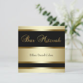 Black Gold Bar Mitswa Uitnodigingen (Staand voorkant)