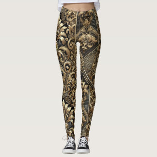 Black & Gold Baroque Luxe Leggings