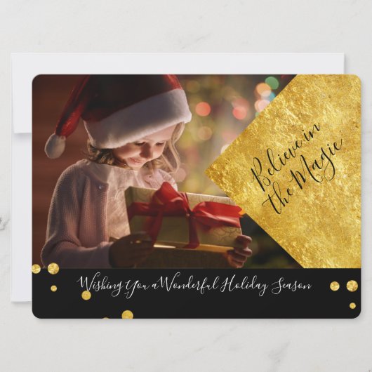 Black & Gold Believe in de magische kerstfoto (Voorkant)
