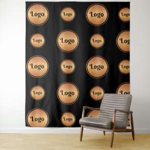 Black Gold Big Small Round Logo Step en herhaling Wandkleed