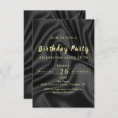 Black & Gold Birthday Invitation (Devant / Derrière)