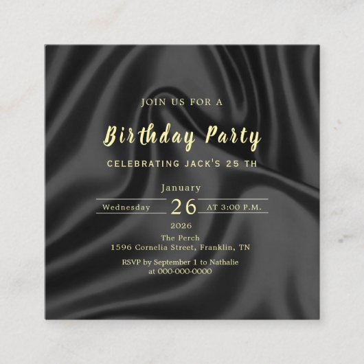 Black & Gold Birthday Invitation (Devant)