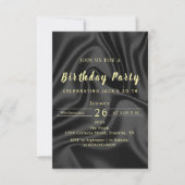 Black & Gold Birthday Invitation Kaart (Voorkant)