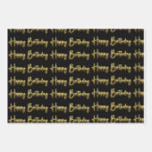 Black/Gold Birthday Pattern Inpakpapier Vel (Voorkant 2)