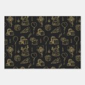Black/Gold Birthday Pattern Inpakpapier Vel (Voorkant)