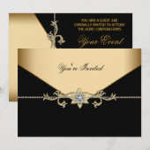 Black Gold Black Corporate Party Event Sjabloon Kaart (Voorkant / Achterkant)