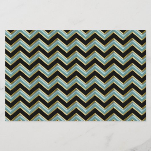 Black Gold Blauwgroen ZigZag Briefpapier (Voorkant)