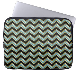 Black Gold Blauwgroen ZigZag Laptop Sleeve