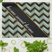 Black Gold Blauwgroen ZigZag Theedoek (Gevouwen)