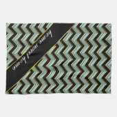 Black Gold Blauwgroen ZigZag Theedoek (Horizontaal)