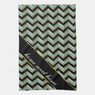 Black Gold Blauwgroen ZigZag Theedoek