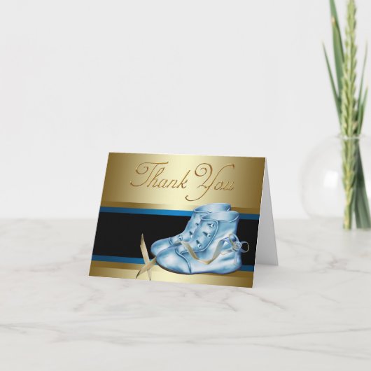 Black Gold Blue Baby Booties Merci Cartes (Devant)