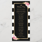 Black Gold Blush Pink Waterverf Floral Wedding Programma (Achterkant)