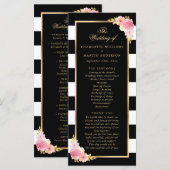 Black Gold Blush Pink Waterverf Floral Wedding Programma (Voorkant / Achterkant)