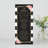 Black Gold Blush Pink Waterverf Floral Wedding Programma (Staand voorkant)