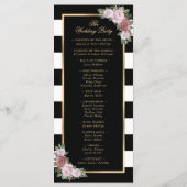 Black Gold Blush rose Floral Programme de mariage (Dos)