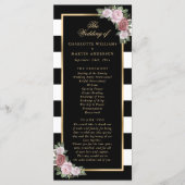 Black Gold Blush rose Floral Programme de mariage (Devant)