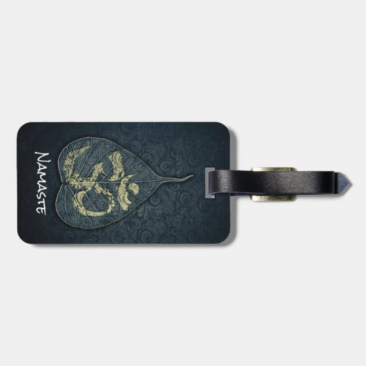 Black & Gold Bodhi Leaf OM-symbool YOGA-instructeu Bagagelabel (Achterkant horizontaal)