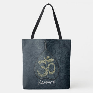 Black & Gold Bodhi Leaf OM-symbool YOGA-instructeu Draagtas
