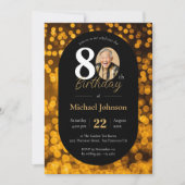 Black Gold Bokeh Photo Invitation d'anniversaire 8 (Devant)