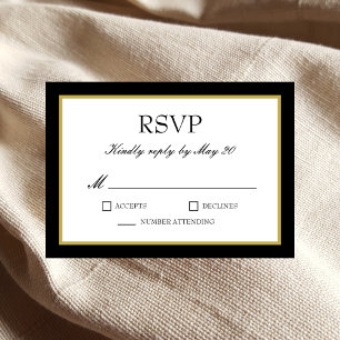 Black Gold Border Weduwend RSVP-reactiekaart RSVP Kaartje