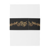 black & gold botanical frame monogram wedding uitnodigingen wikkel (Achterkant Voorbeeld)