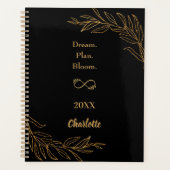 Black gold botanical motivational quote 2026 planner (Voorkant)