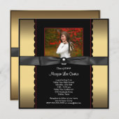 Black Gold Bow Faire-part de graduation photo (Devant / Derrière)