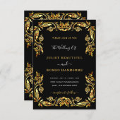 Black Gold bruiloft uitnodiging Sjabloon uw ontwer (Voorkant / Achterkant)
