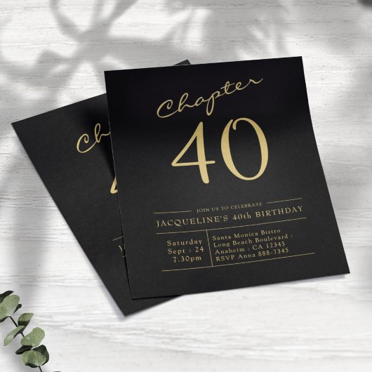 Black Gold Budget 40th Birthday Invitation Flyer