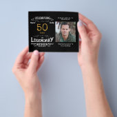 Black Gold Budget 50th Birthday Invitation Flyer (Hand)