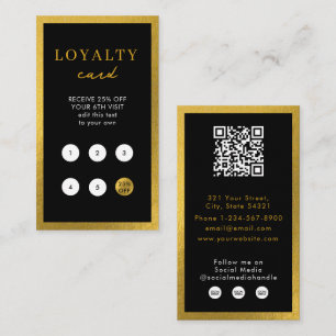 Black Gold Business Eenvoudige QR-code Loyaliteit Visitekaartje