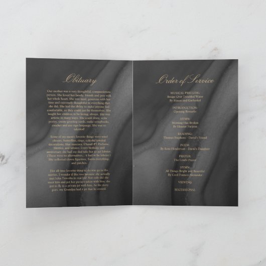 Black & Gold Calligraphy Memorial Programme (Intérieur)