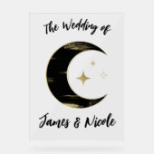 Black & Gold Celestia Moon Stars Mariage Bienvenue (Recto)