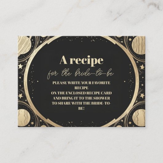 Black Gold Celestial Crescent Moon Vrijgezellenfee Informatiekaartje (Voorkant)