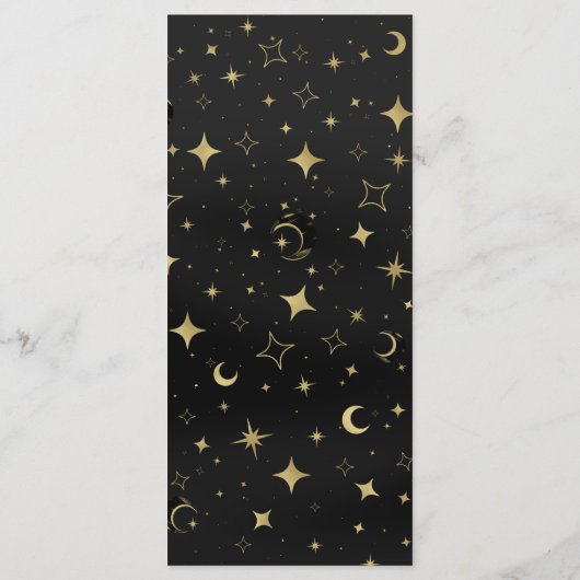 Black & Gold Celestial Moon Stars Menu Mariage (Dos)
