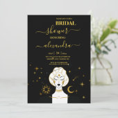 Black Gold Celestial Sun Bridal Shower Kaart (Staand voorkant)