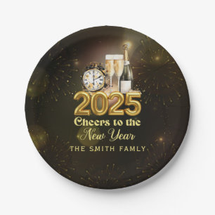Black Gold Champagne juicht oudejaarsavond feest Papieren Bordje
