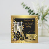 Black Gold Champagne Verjaardagsfeest Kaart (Staand voorkant)